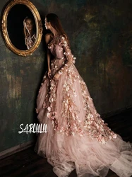 Dreamy Rose Gold Shiny Evening Dress Romantic Blooms One Shoulder A Line Prom Gown Chic Party Customized Special Occasions Wear