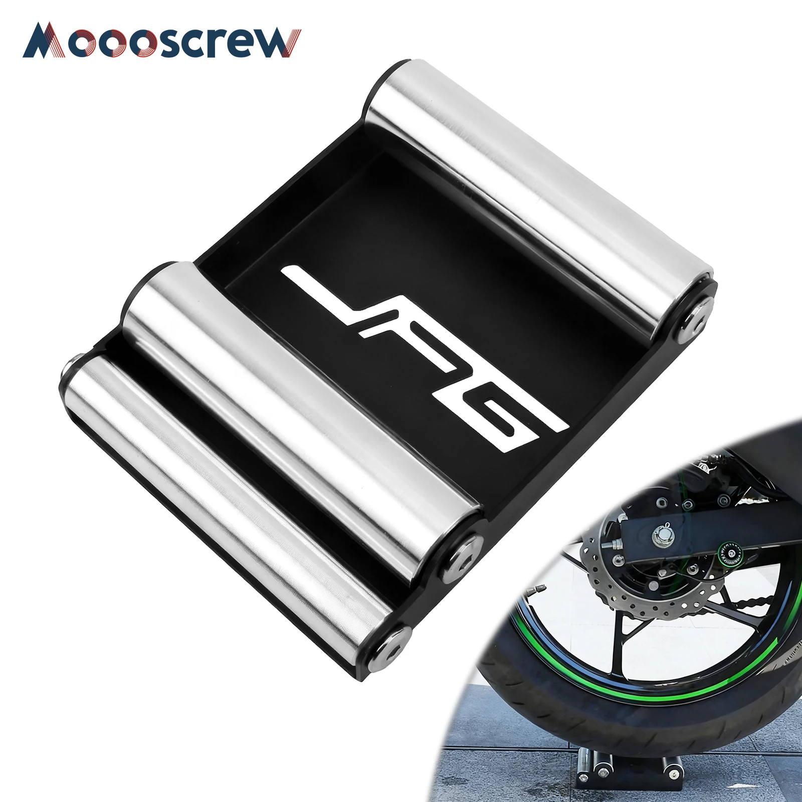 

Universal Aluminum Motorcycle Maintenance Roller Bracket, Roller Paddock Stand for Cleaning Lubrication Waxing & Rust Prevention