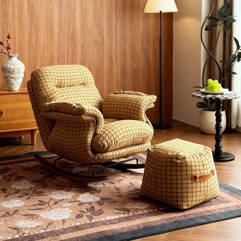 Balcony Fabric Sofa Single Chair Designer Bedroom Leisure Area Sleeping Rocking Chair