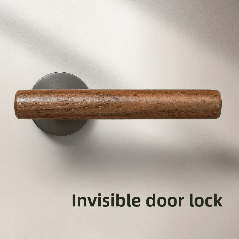 

Невидимый дверной замок из орехового дерева, ретро-замок с одним язычком, скрытая ручка для межкомнатных дверей, спален, кладовых