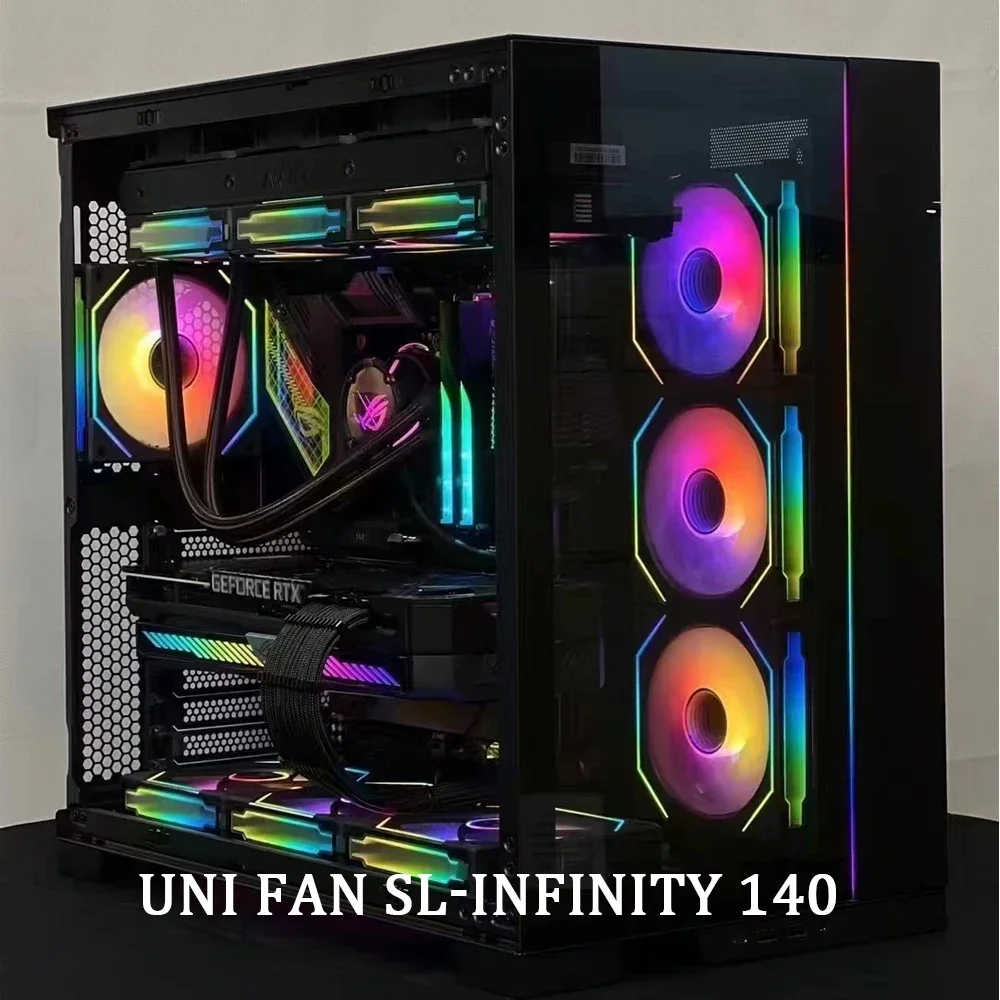 LIANLI UNI FAN SL-INF140 Infinity Mirror ARGB Daisy-Chain Design PWM 14cm PC Cooling Fan