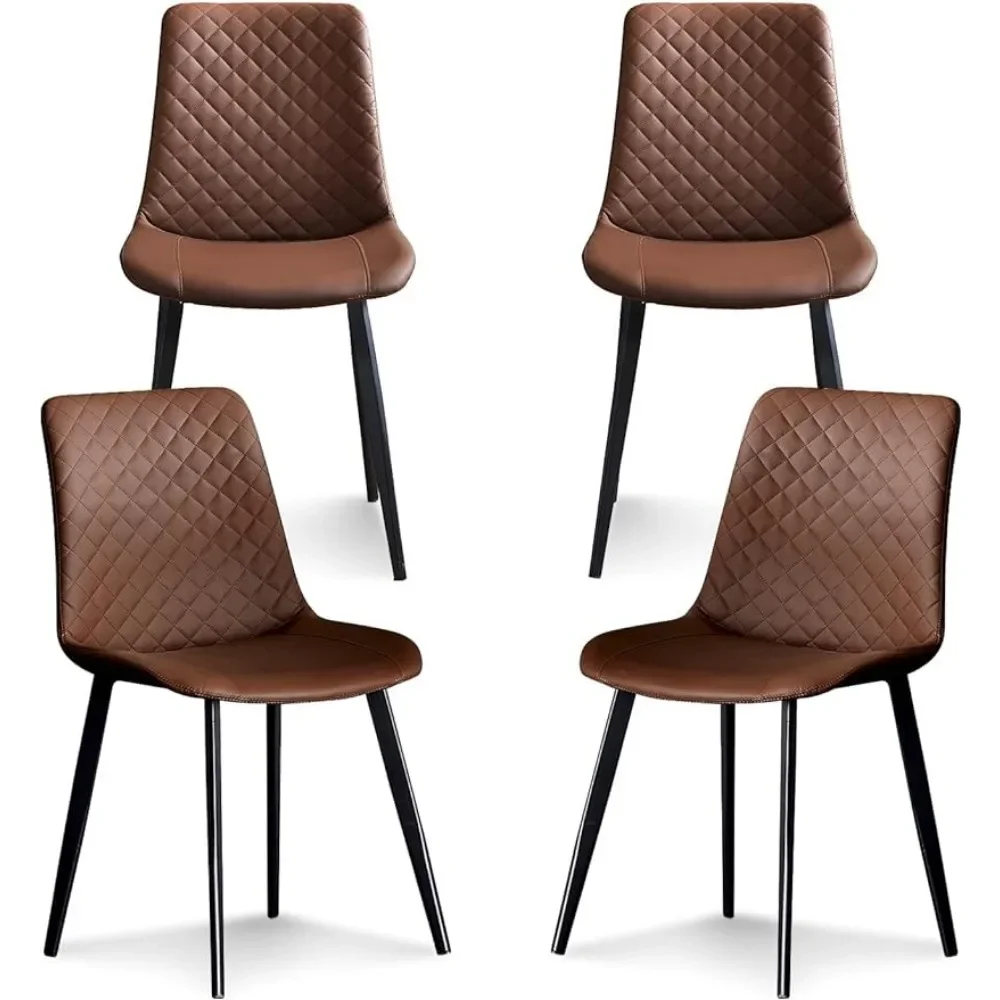 

Dining Chairs Set of 4,Mid Century Modern Kitchen Chairs, Faux Leather Brown Dining Room Chairs