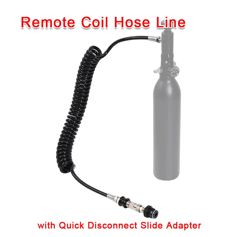 Paintball Remote Coil Hose Line with Quick Disconnect Slide Adapter Air Cylinder Connection for Air Compressed CO2 Tanks Marker