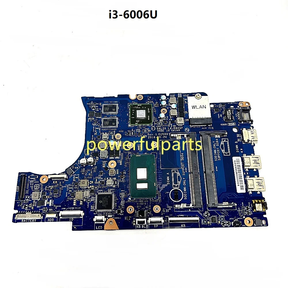 

Материнская плата для ноутбука Dell inspiron 15 5567 BAL20 LA-D805P 06682Y i3-6006U с графическим встроенным процессором, работает в порядке