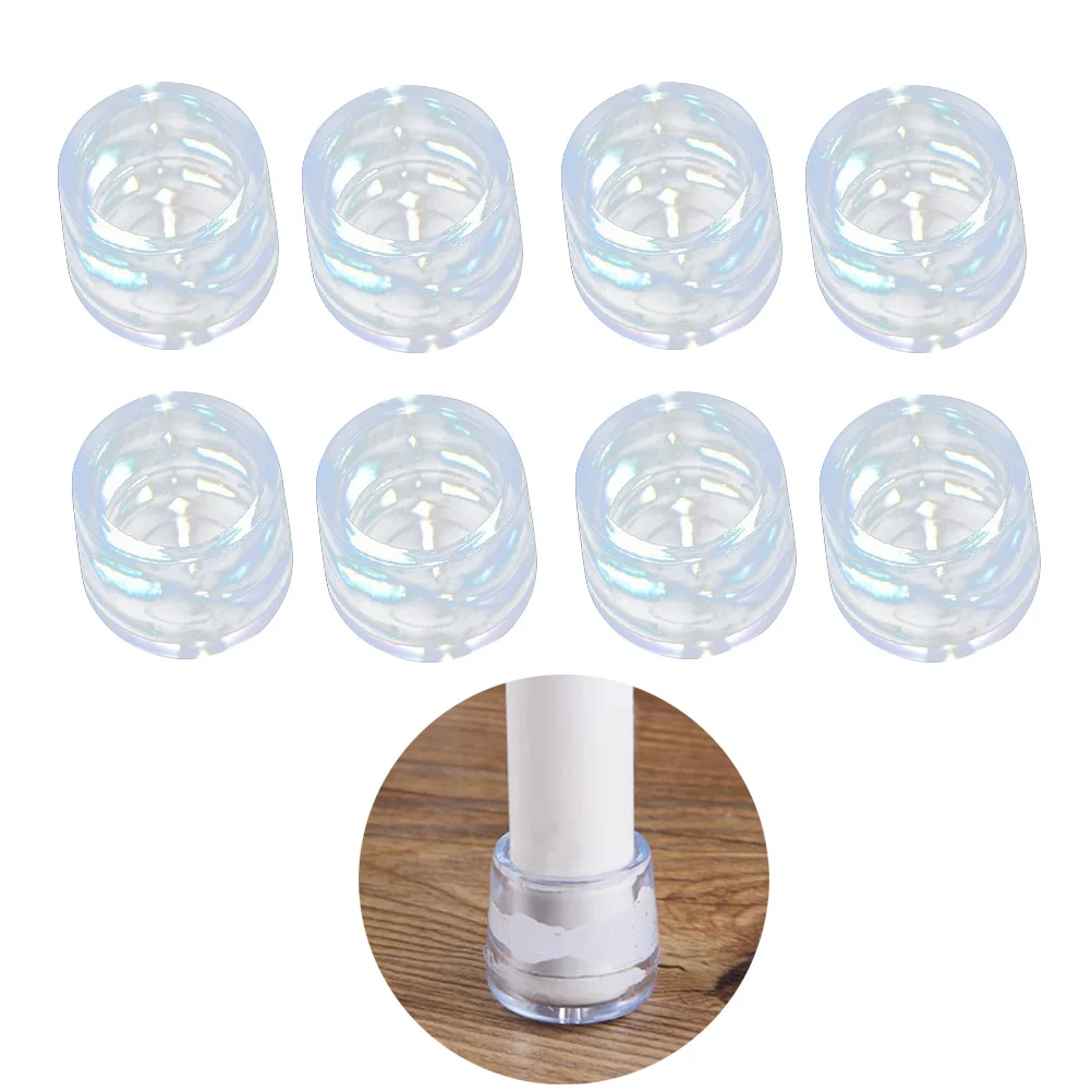 

8Pcs Chair Leg Covers Plastic Round Shape Transparent Furniture Feet Protectors Silent Glide for Hardwood Tile Laminate Floors