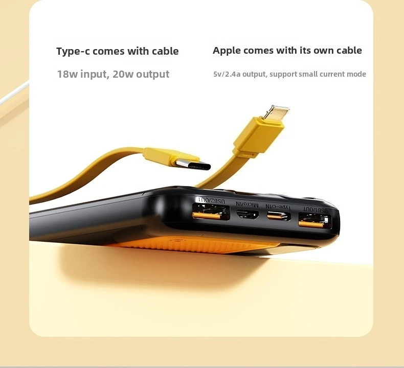 10000mAh 20000mAh 22.5W Carga Super Rápida Para iPhone Para Samsung Para Xiaomi Para Huawei Compacto Portátil Cabos Embutidos