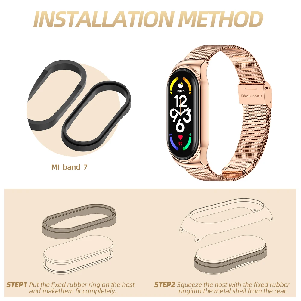 Strap for Mi Band 9 8 7 6 5 Metal Bracelet On Mi Band 4 3 Wristband for Mi Band 8 Strap For Xiaomi Miband NFC Global Version