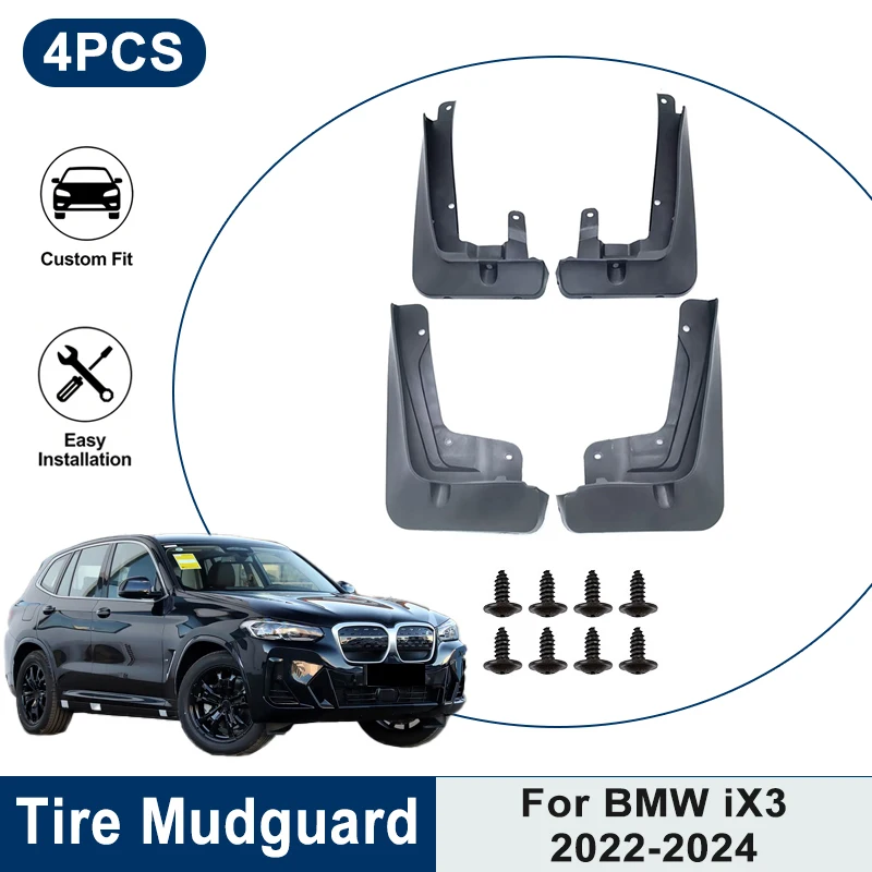 

Car Mud Splash Guards 4PCS For BMW iX3 2022 2023 2024 Waterproof Anti-Scratch Fender Mud Flaps Auto Exterior Tuning Parts