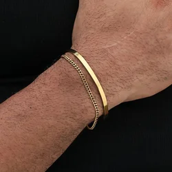 4MM Stainless Steel Gold Color Men Cuff Bracelet Simple Opening Adjustable Bracelet Bracelet For Women Hip Hop Jewelry