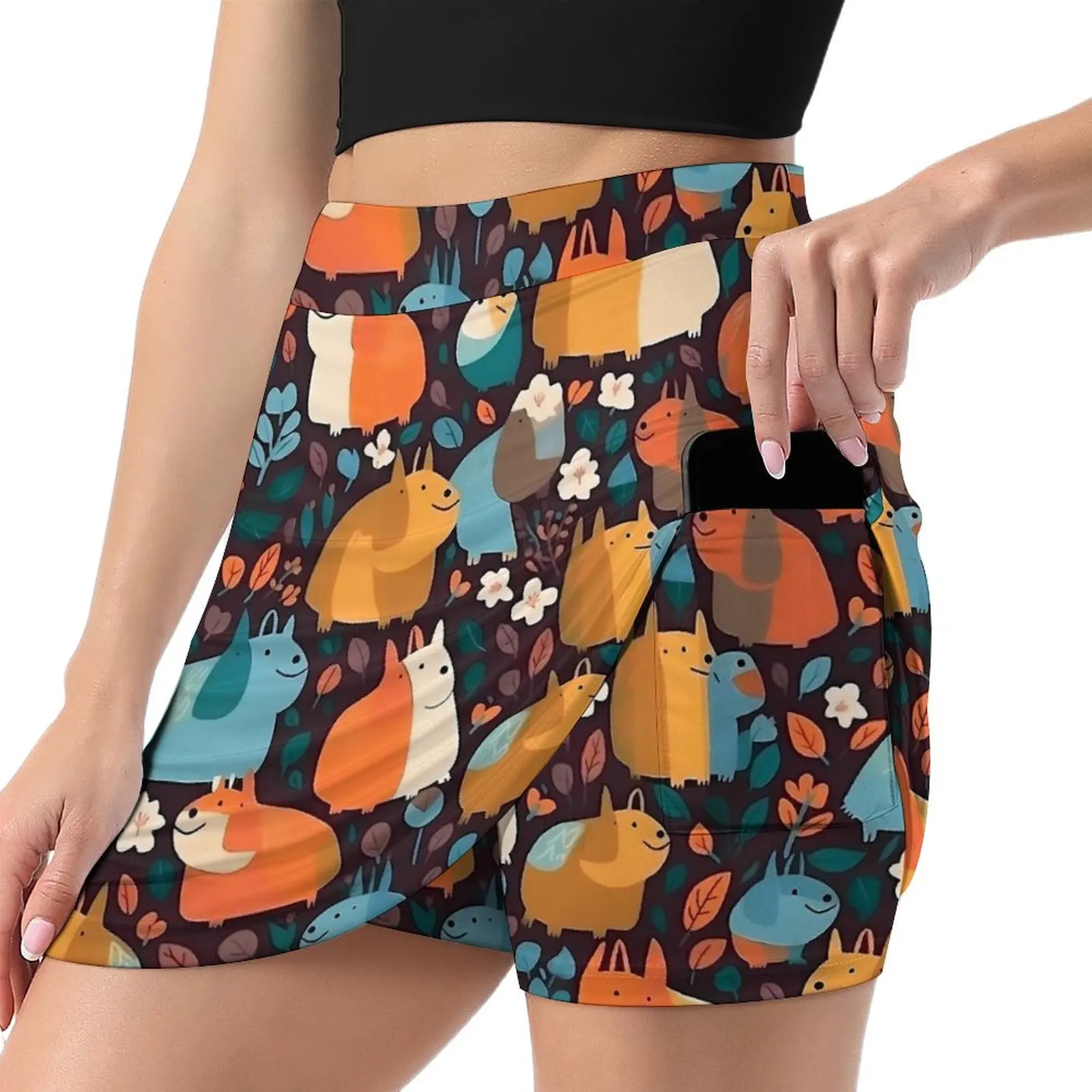 Colourful Crazy Capybara Pattern Skirt  Y2K Casual Skirts Female Elegant Mini Skirt Design Bottoms Gift Idea