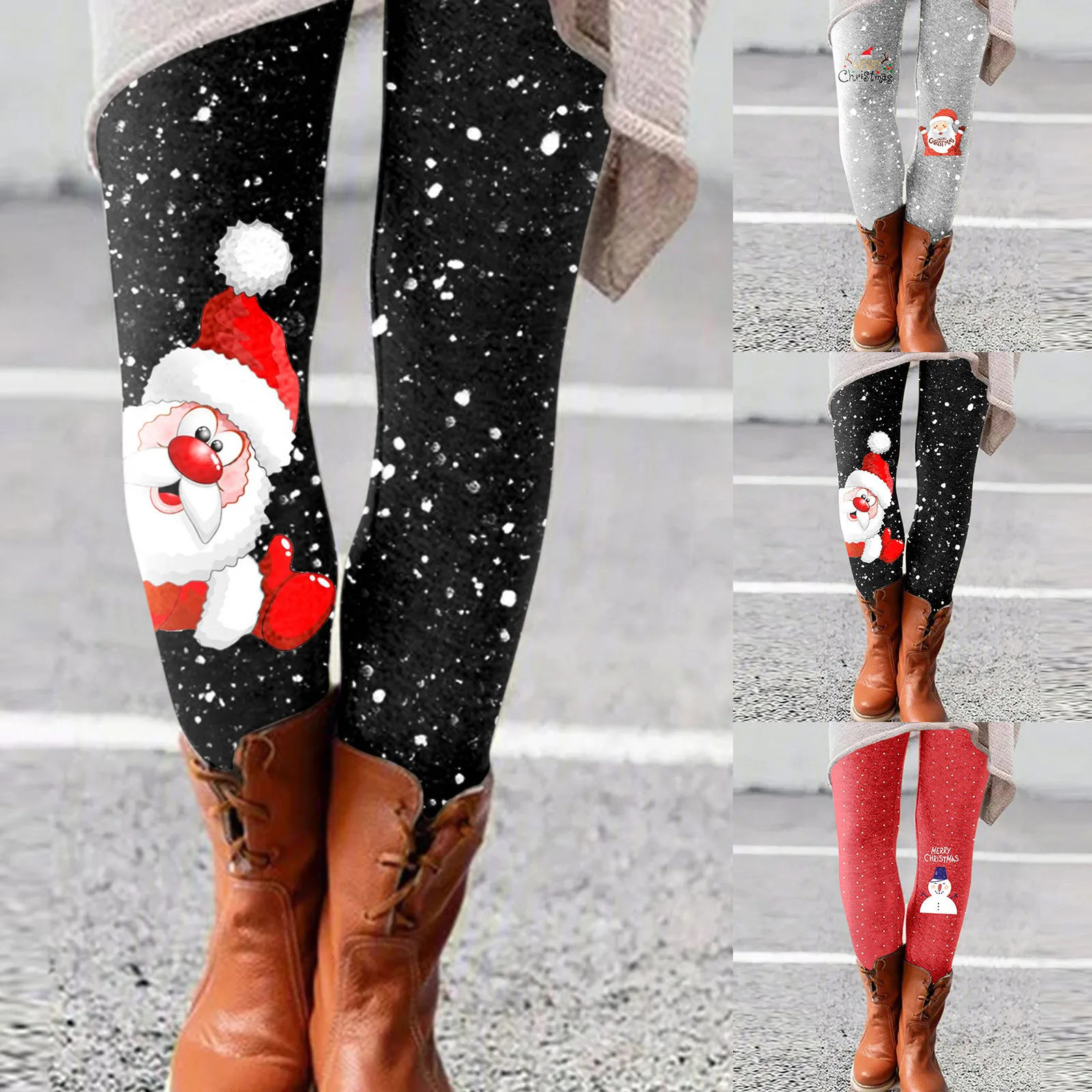 Damesleggings Slanke kerst elanden cartoon bedrukte broek Hoog getailleerde elastische grote maten hardloopyogabroek Modebroek