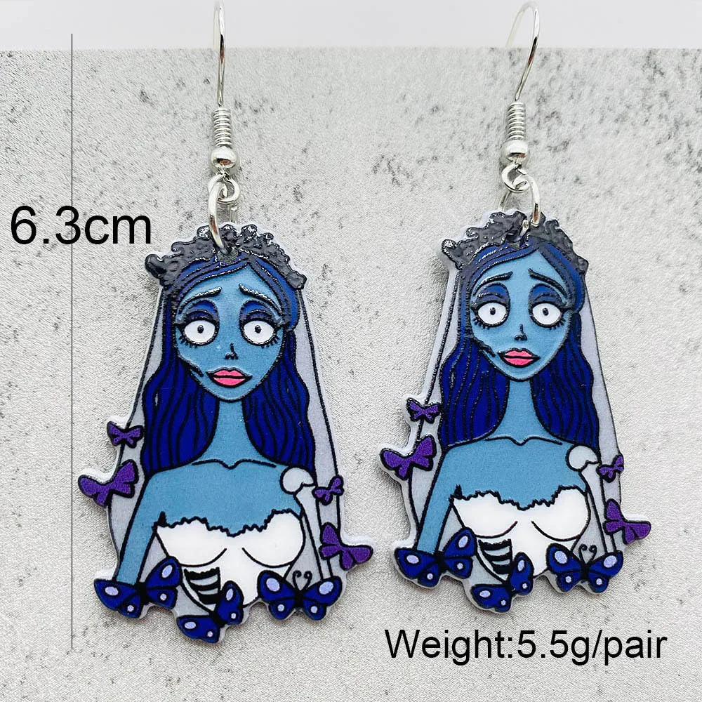 19 kinds of Halloween Acrylic Earrings Christmas Night Horror Movie Cartoon Character Asymmetric Earring for Women Jewelry