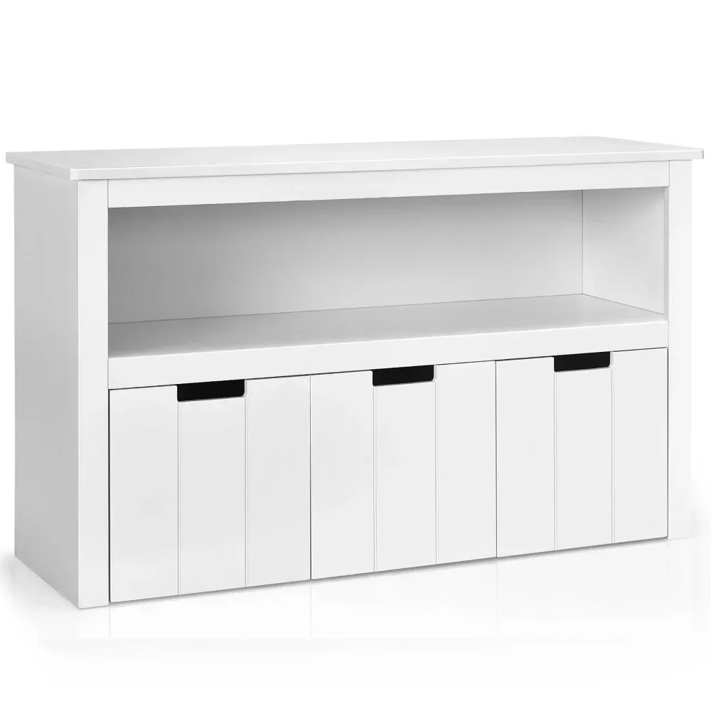 

Modern Children Cabinets, Kid Toy Storage Cabinet 3 Drawer Chest w/Wheels Large Storage Cube Shelf White