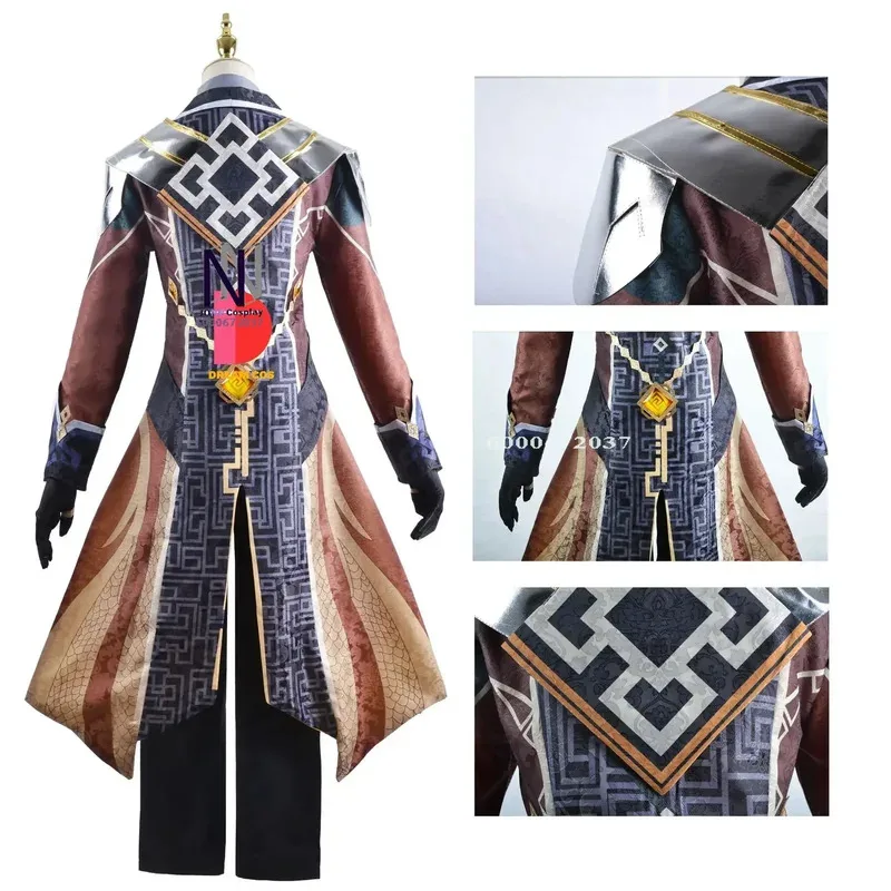 

CyGenshin Impact Game Zhongli Cosplay Costume Combat Uniform Archon Full Set Suit Wig Morax Outfit Cosplay Halloween Party Hot
