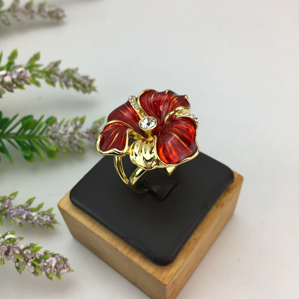 Yuminglai High Quality Ladies Big Flower Party Ring 18K-Real-Gold-Plated Ring Free Delivery Gift FHK16950