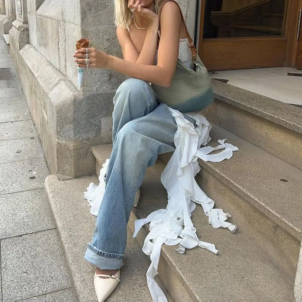 جديد البوليستر خارج الكتف اللباس أكمام غير النظامية الدانتيل الربط اللباس فستان الصيف