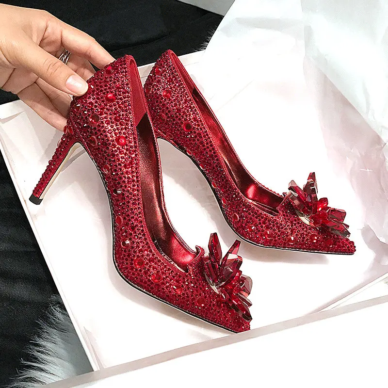 Women's Shoes Luxury Rhinestone High Heels Women Pumps Fashion Pointed Toe Woman Crystal Party Wedding Shoes Zapatos De Mujer view 5