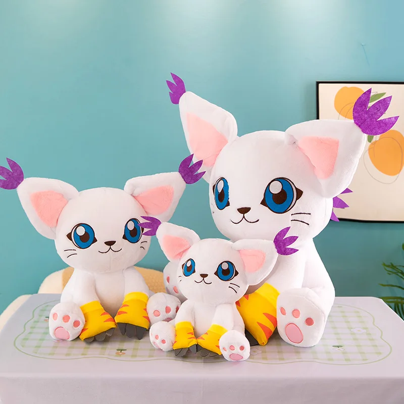 Anime Cartoon Plush Dolls Digital Monster Tailmon Gatomon Doll Soft Stuffed Animals Kawaii Room Decor Cute Birthday Toy Gift