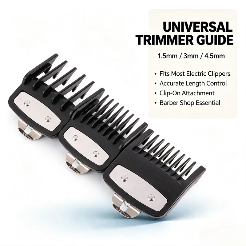 2026 Black Plastic Limit Comb 1.5mm 3mm 4.5mm Hair Clipper Trimmer Cutting Guide Replacement Attachment Salon Styling Tools