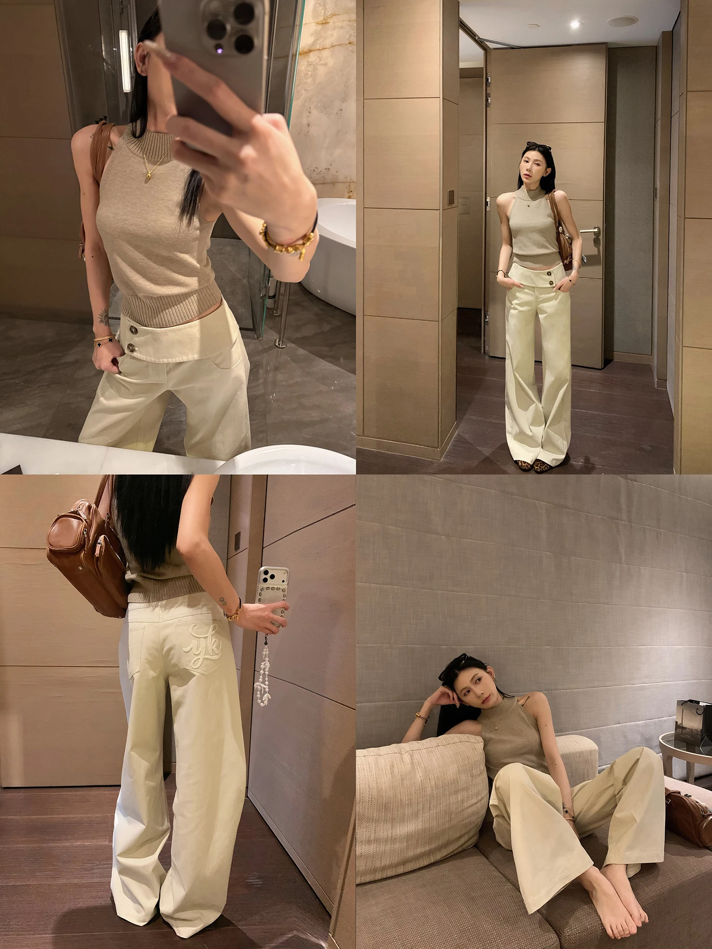 

Брюки из стираного хлопка прямого кроя в корейском стиле, широкие, удобные, дышащие, с естественной талией, на молнии, длинные