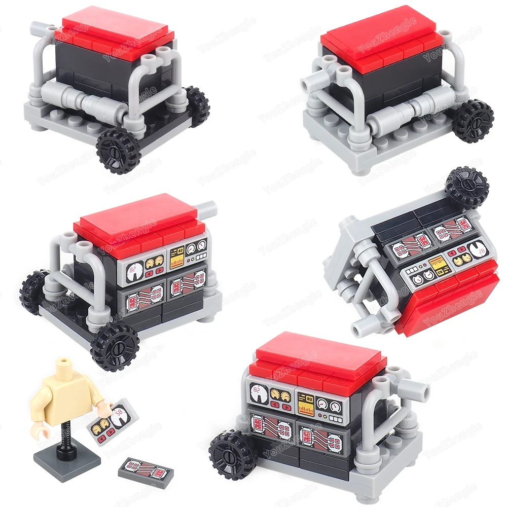 Generatore meccanico nero Building Block MOC Figure Conversione di energia all'attrezzatura elettrica Scena Mini modello Regali Giocattoli per ragazzi