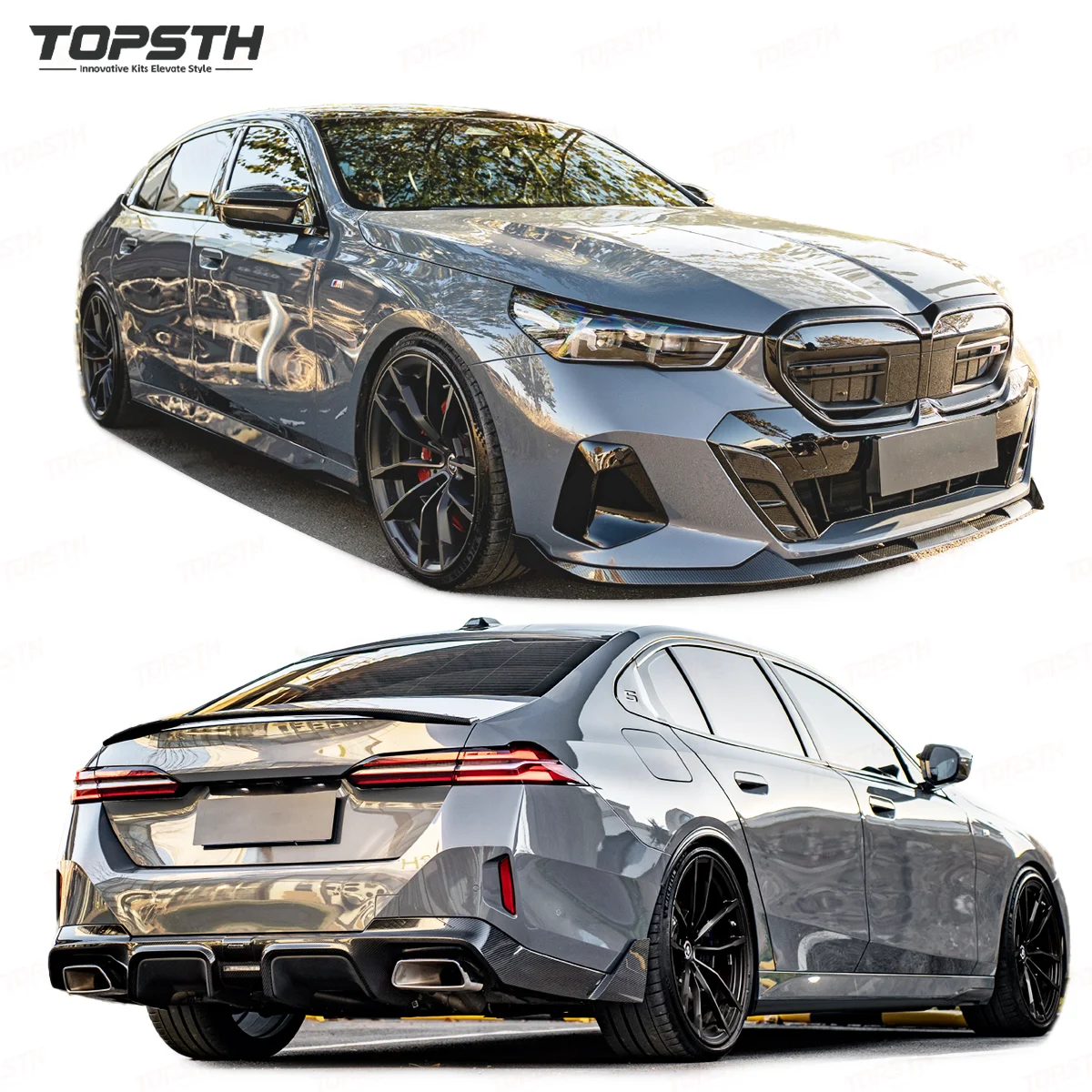 

2024-2025 для BMW 5-й серии G60, комплект бампера из углеродного волокна, новое состояние, переднее колесо для губ, брова, задняя губа, хвост, объемные otoczenia