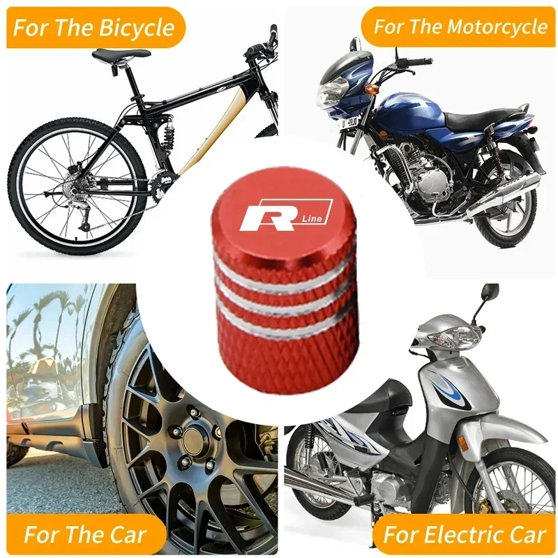 لفولكس واجن VW 4 قطعة جنوط عجلات السيارة قضيب صمام الإطارات قبعات R خط جولف بولو جيتا GTI توران GTE غطاء محكم اكسسوارات السيارات