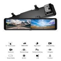 12 Inch Dash Cam 4K Ultra HD 2160P IMX415 Rearview Mirror Dual Lens Dashcam Front And Rear Car DVR Dash Camera