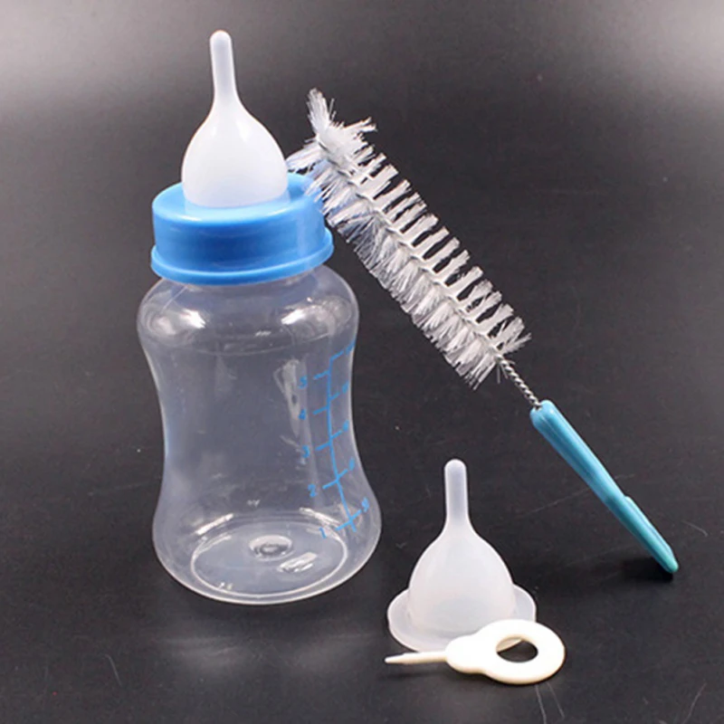 60/150ml Pet Puppy Kitten Feeding Bottle Feeding Tool Pet Nursing Milk Bottle Pet Feeding Bottle Kits with Cleaning Brush