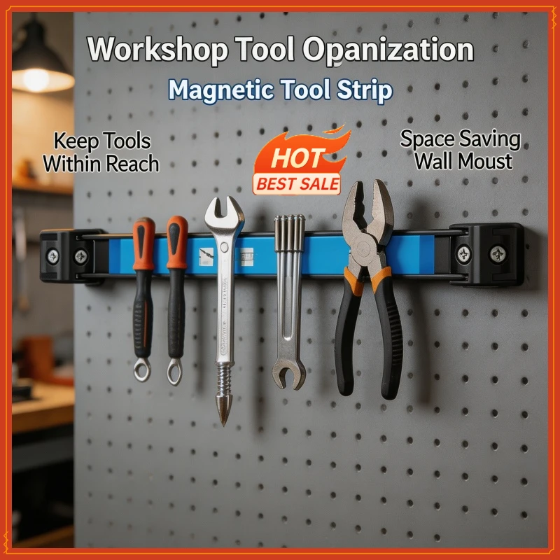 Image of 8, 12, 18 Zoll Magnetischer Werkzeughalter, Schwerlast-Werkzeugleiste, Platzsparender Metall-Organizer für Werkstatt, Garage und Zuhause
