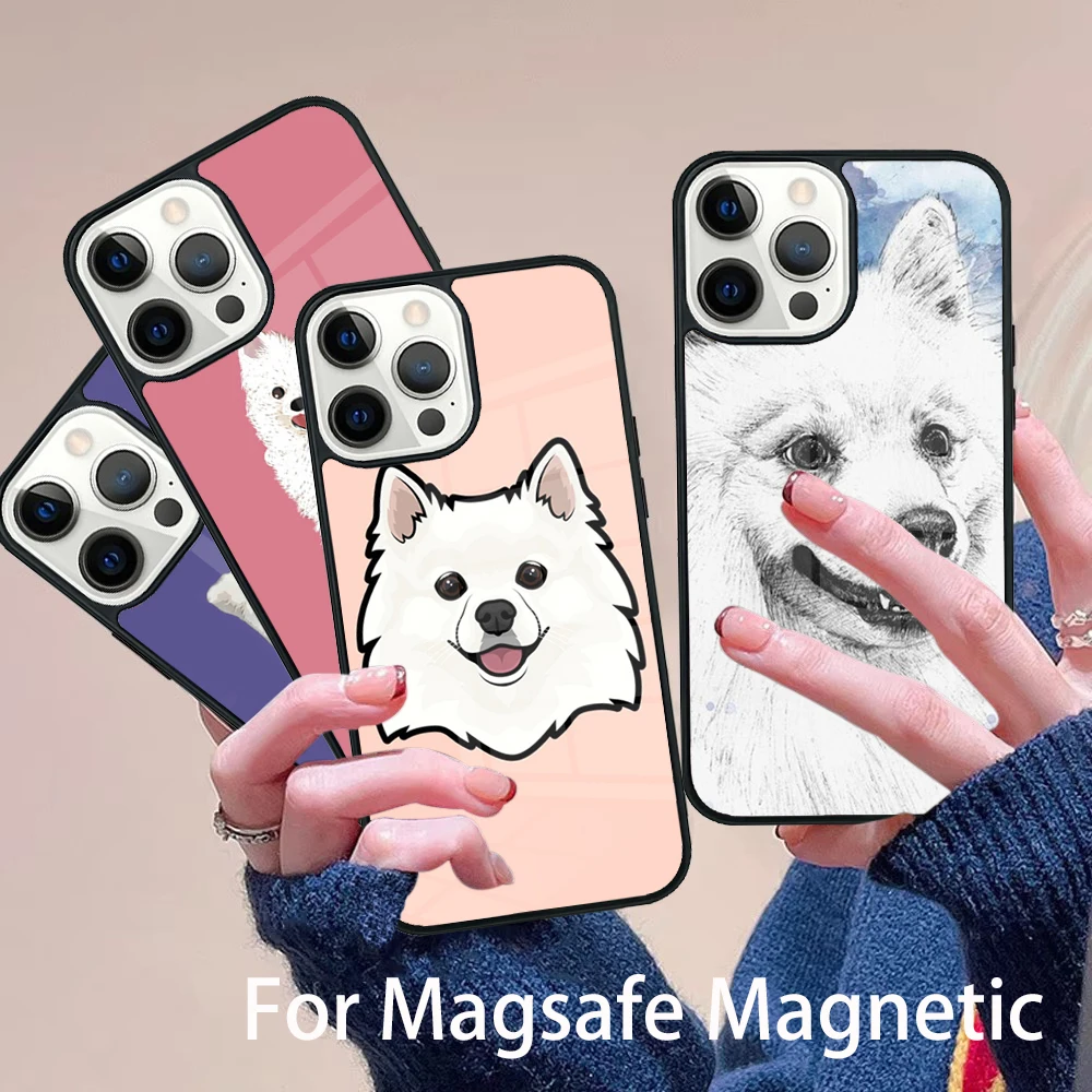 

Japanese Spitz Cute Puppy Dog Phone Case Magesafe Magnetic Wireless Charge Cover For IPhone 16 11 12 13 14 15 Pro Max Plus Mini