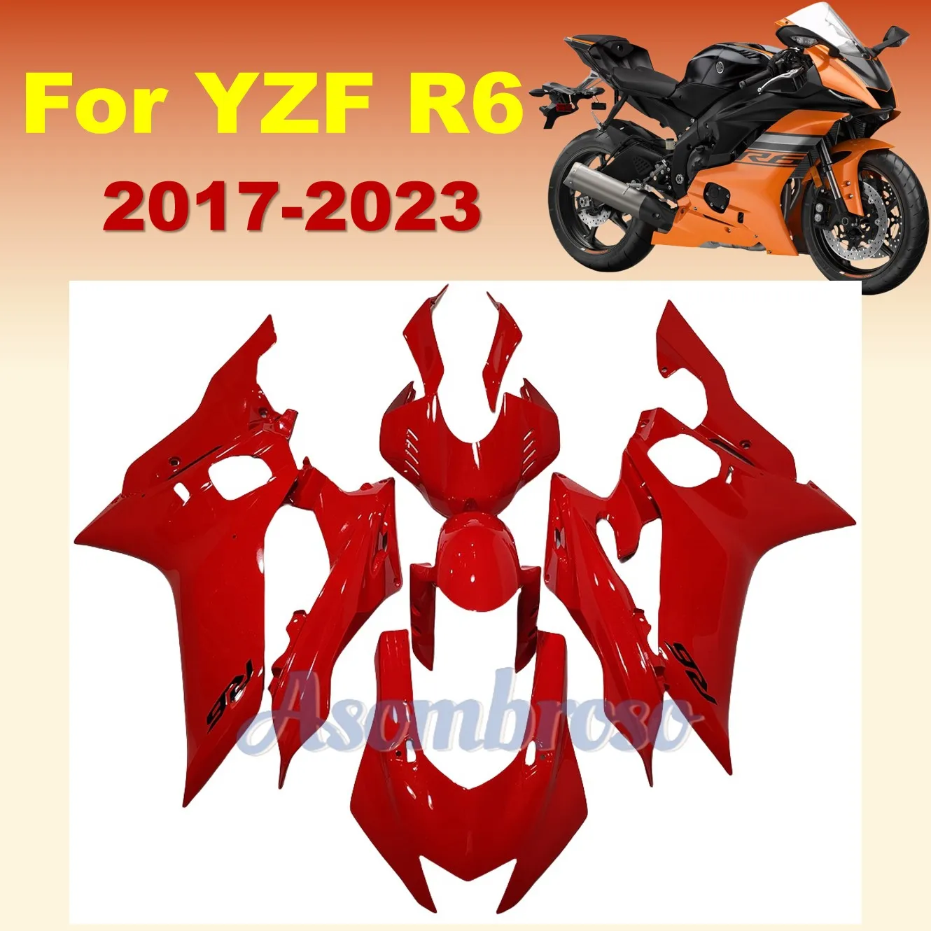 Best Motorcycle ZXMT ABS Fairing Kit For YZFR6 2017 2018 2019 2020 2021 2022 2023 YZF R6 17-23 Shiny All Red Colour