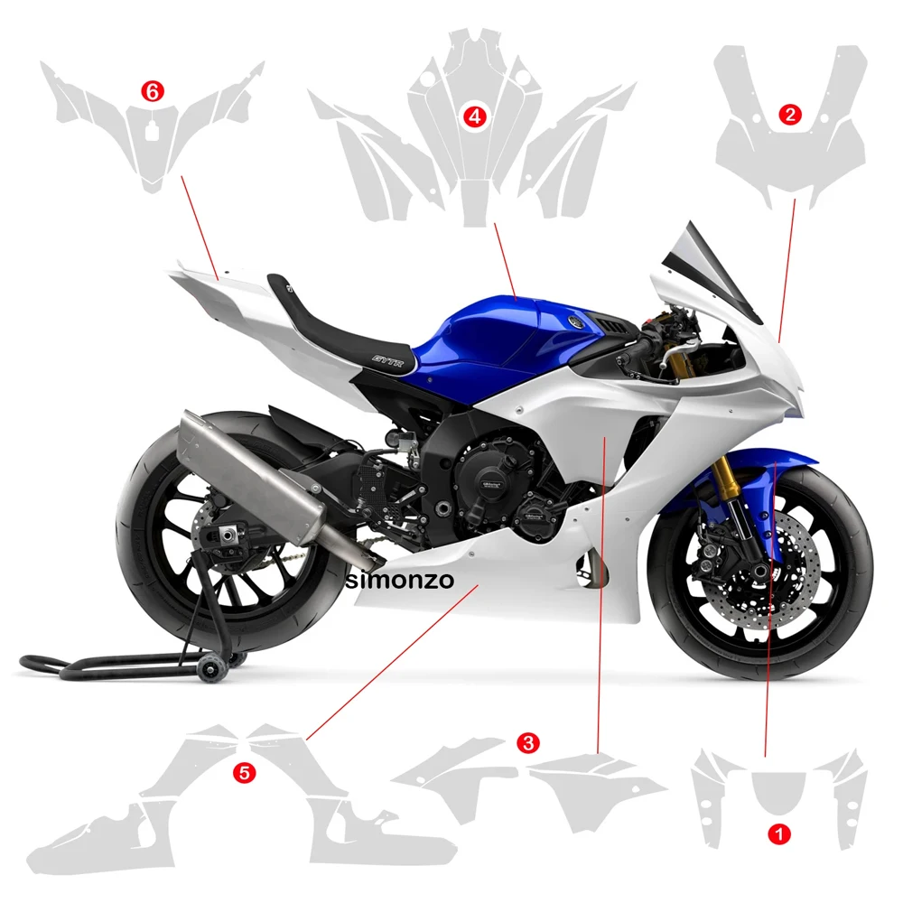 لياماها YZF-R1 GYTR مجموعة مقاومة للخدش YZF R1 GYTR 2020-2024 دراجة نارية PPF كامل الجسم طبقة حماية الطلاء من البولي يوريثان #2