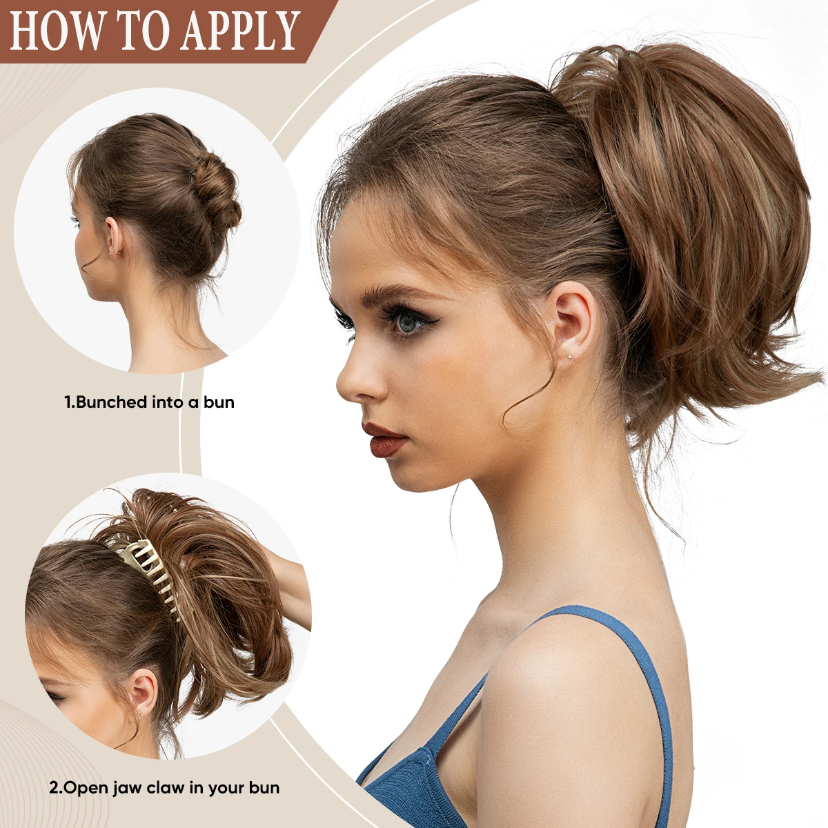 Premium Synthetic Diy Claw Clip In Ponytail Extension Hairpiece Hair Bun Fake Blonde Hair False Pigtail for Women P025