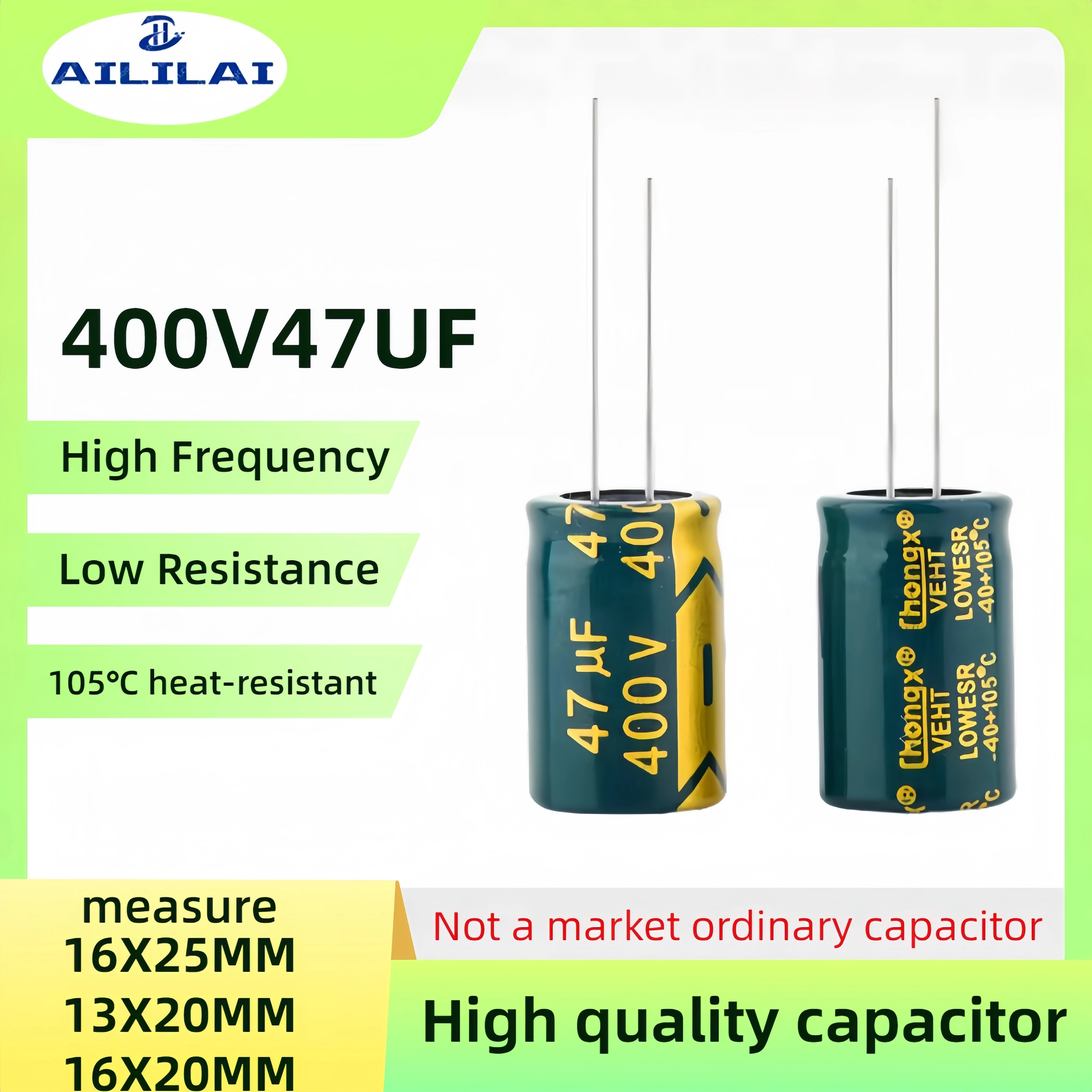 5PCS Original 400v47uf Low ESR/Impedance High Frequency 400V 47UF Aluminum Electrolytic Capacitor 400V47UF Size: 13X20/16X20MM