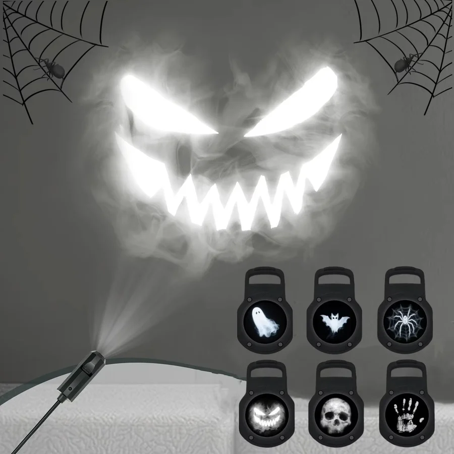 USB Projector Light Halloween Ghost Skull Night Light Switchable Pattern LED Projector Lamp for Room Ceiling Window Wall Decor - view 2
