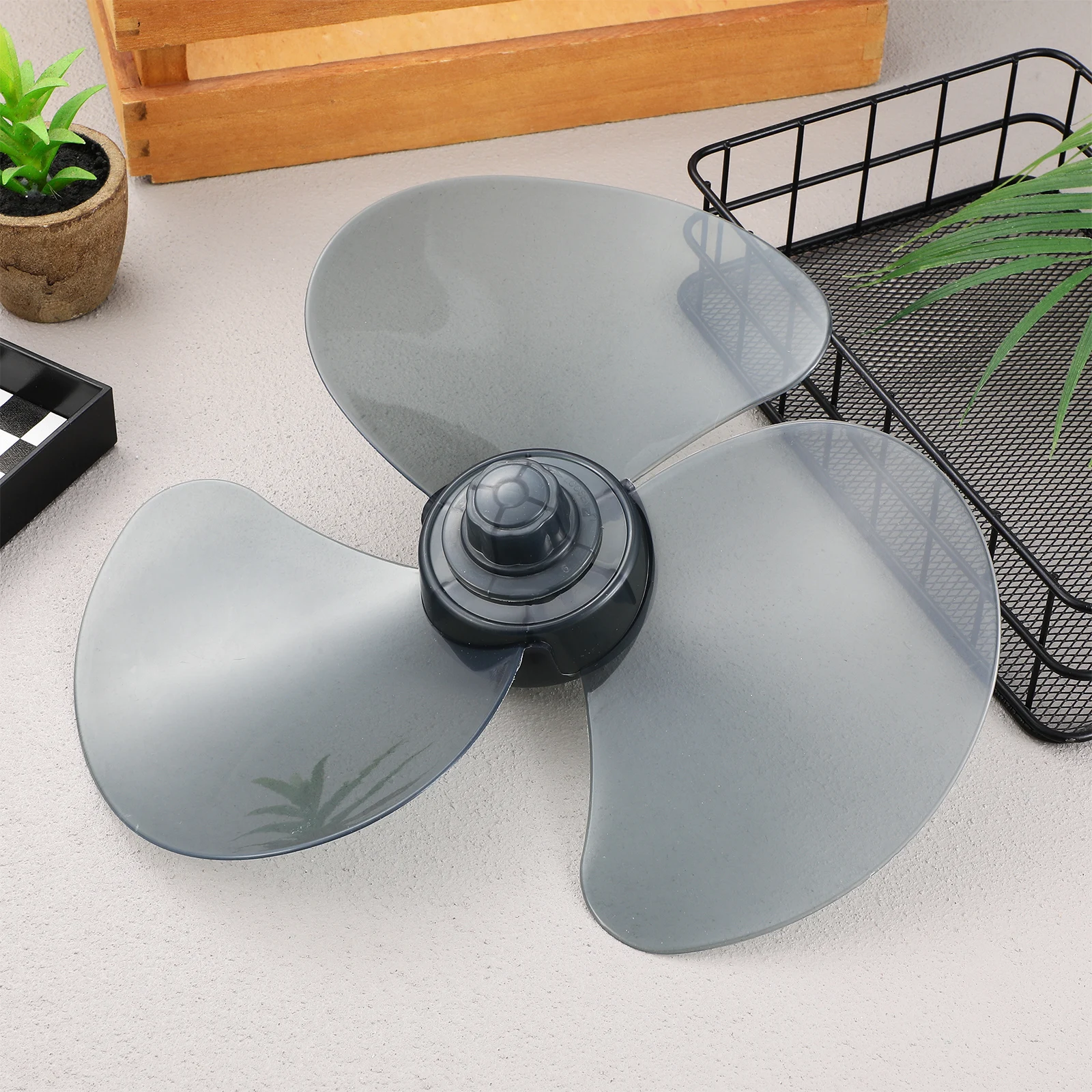 

12 Inch Electric Fan Blades Replacement 3 Leaves Transparent Black Plastic Durable Stable Easy Install Clean Long Use Shovel