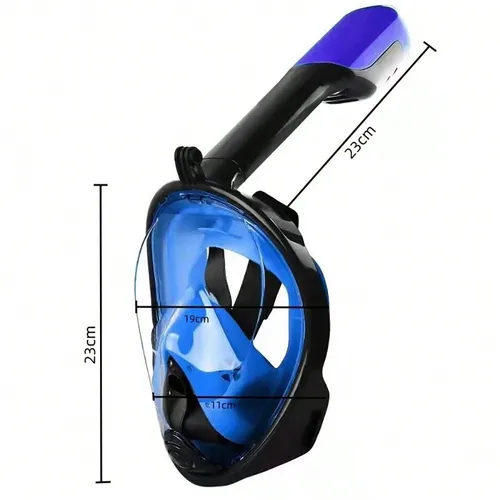 Imagen 2 del producto Máscara de snorkel de cara completa con soporte de cámara desmontable, máscara de snorkel para natación y buceo, visión amplia, antiniebla, antifugas para adultos
