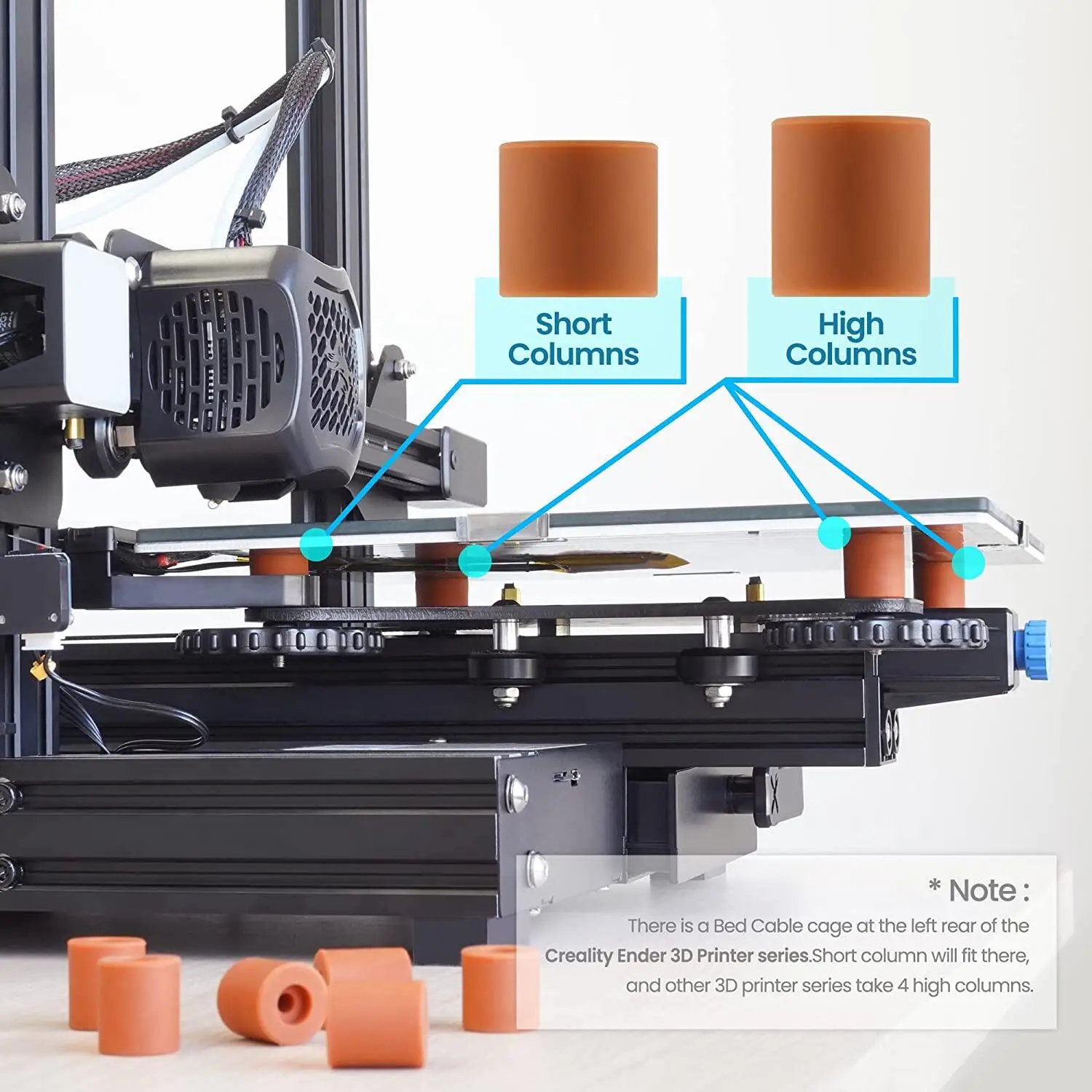 3D Printer Heatbed Leveling Kit Aluminum Hand Twist Leveling Nut + Springs + Silicone Column 18mm 16mm for Ender 3/Ender 5/CR-10