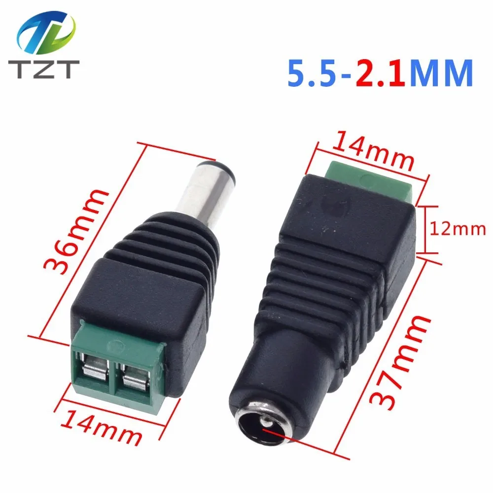 5PCS 5.5MM x 2.1MM / 2.5MM Female Male DC Power Plug Adapter for 5050 3528 5060 Single Color LED Strip and CCTV Cameras