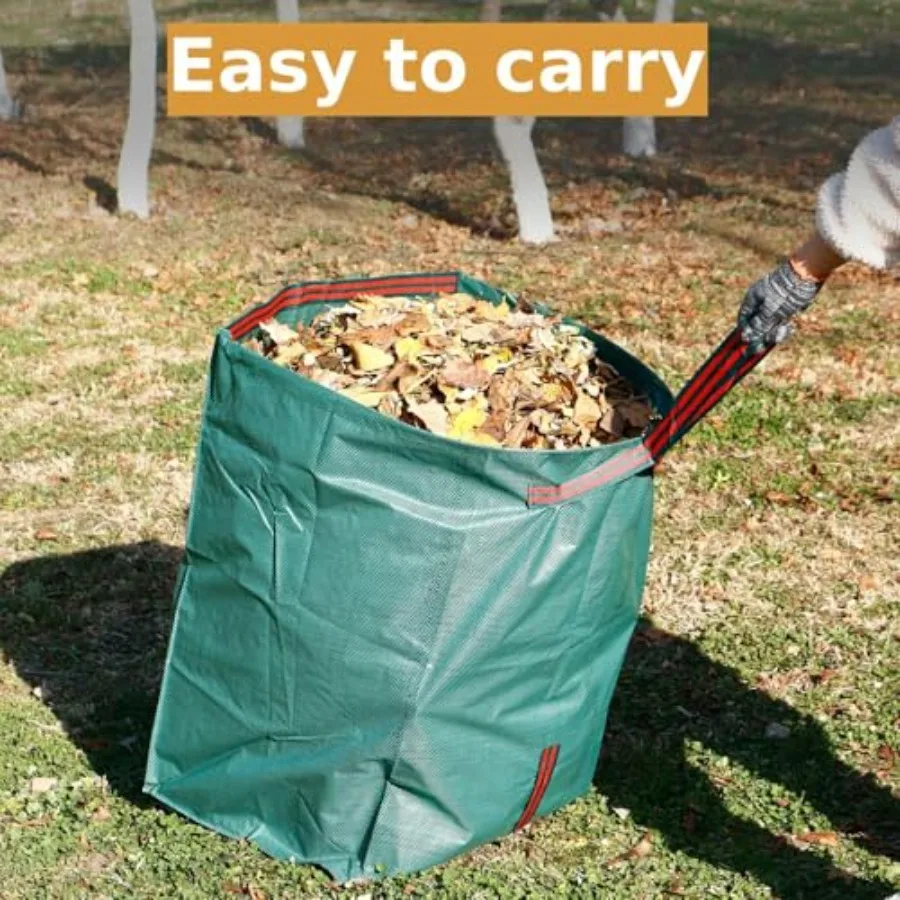 Ancinho de folhas de metal resistente para gramados e jardinagem ao ar livre com sacos de folhas tipo pá de 53 galões, design de alça longa com ex