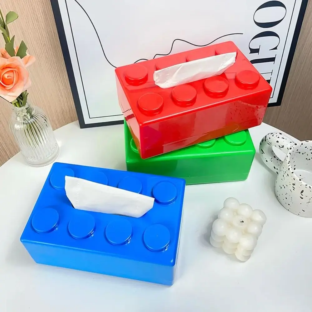 

Removable Building Block Shaped Tissue Box Perforation-free Wall-mounted Paper Holder Face Towel Box Organizer Home Decoration