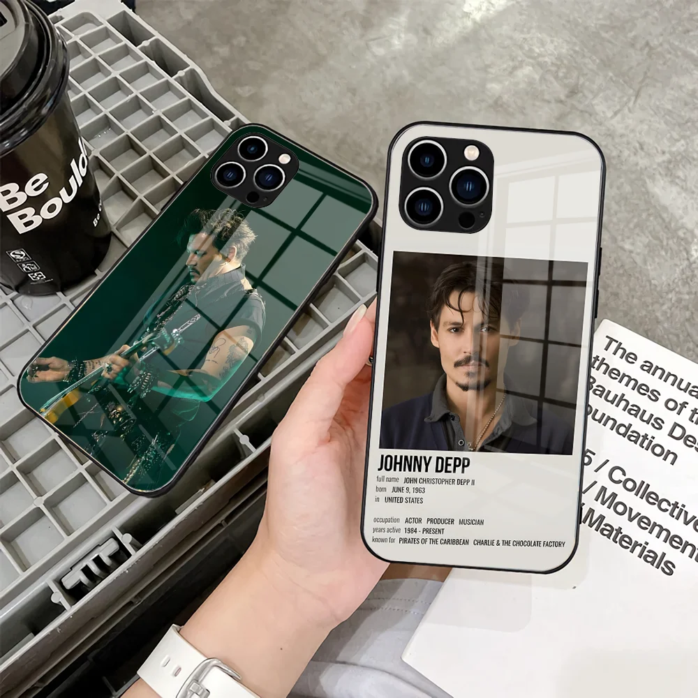 Johnny Depp Phone Case 2023 For IPhone 15 14 Pro 13 11 12 XR XS MAX 7/8 X Plus 13 Black Glass Covers