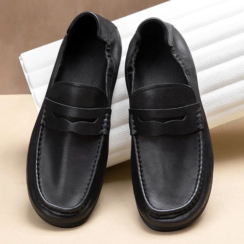 Driving Shoes Men\'s Summer Single Layer Cowhide Breathable Casual Leather Shoes Moccasins Soft Genuine Leather Lefebvre Shoes