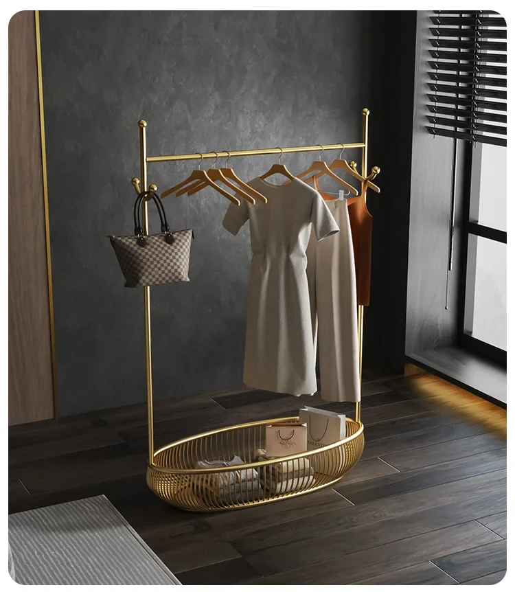 

Original light luxury creative large-capacity coat rack personalized floor-to-ceiling household belt storage basket hanger