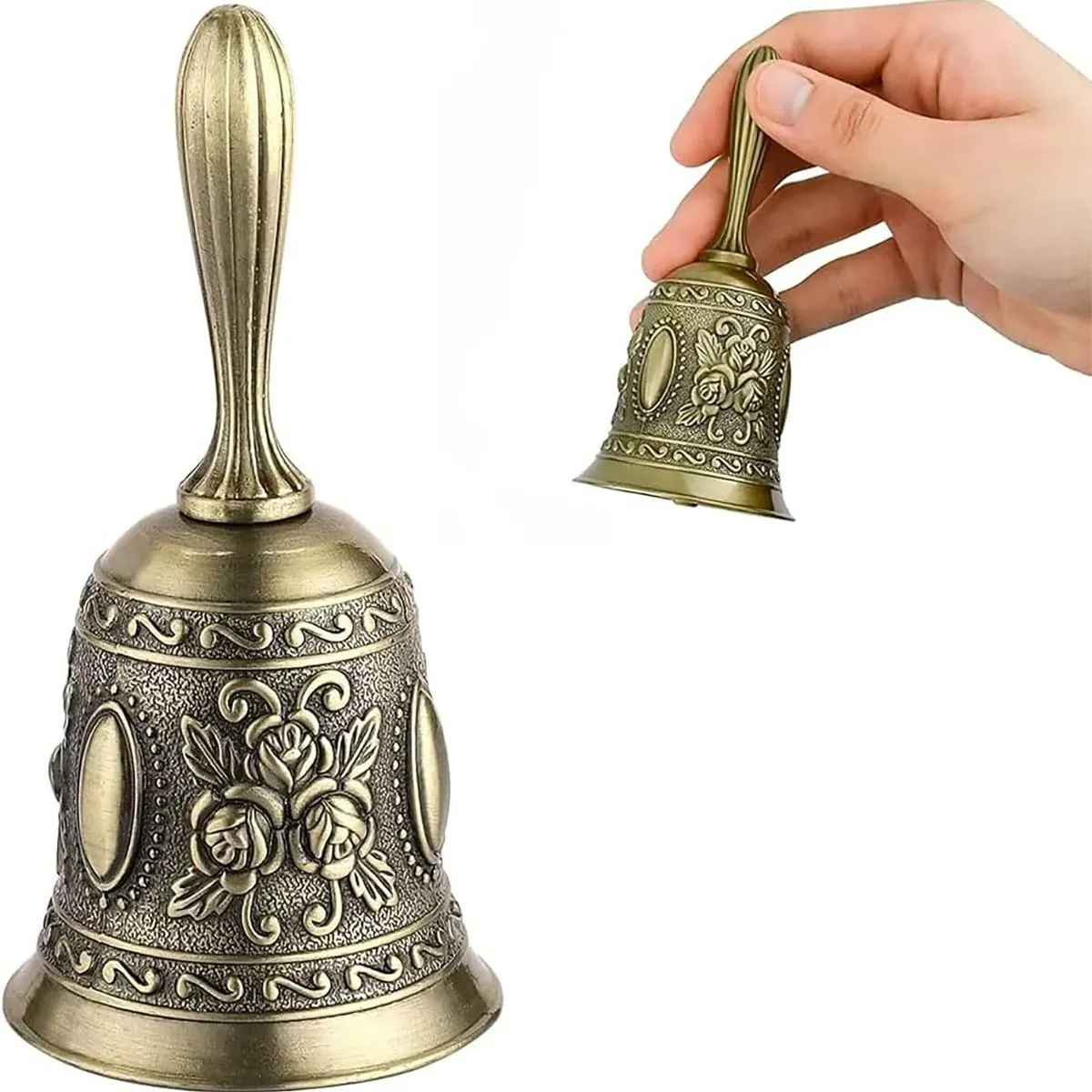 2-Pack Handheld Bells, Metal Dinner Bells, Wedding Bells, Service Bells, Vintage Bells