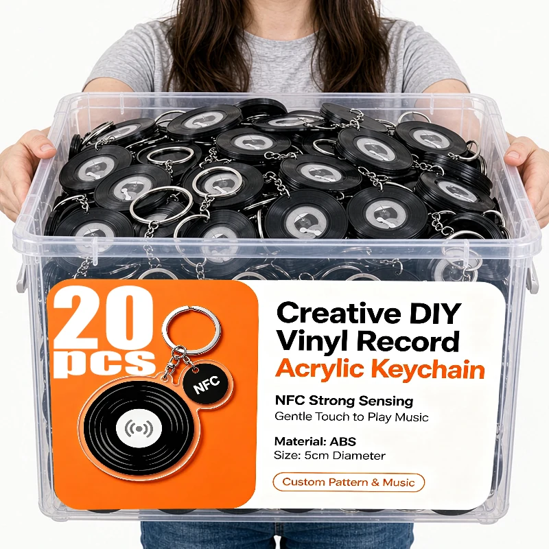 Mini CD NFC Keychain DIY Handmade Vinyl Record Chip Sticker Pendant Custom Photo Concert Music Peripheral Key Rings Ornament
