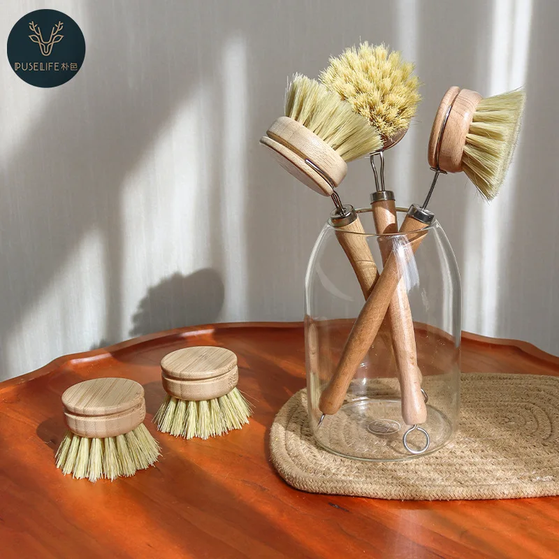 Wooden Cleaning BrushKitchen AccessoriesBamboo Wood Cleaning ToolsLong HandlePot & Dish Cooktop Sink Decontamination