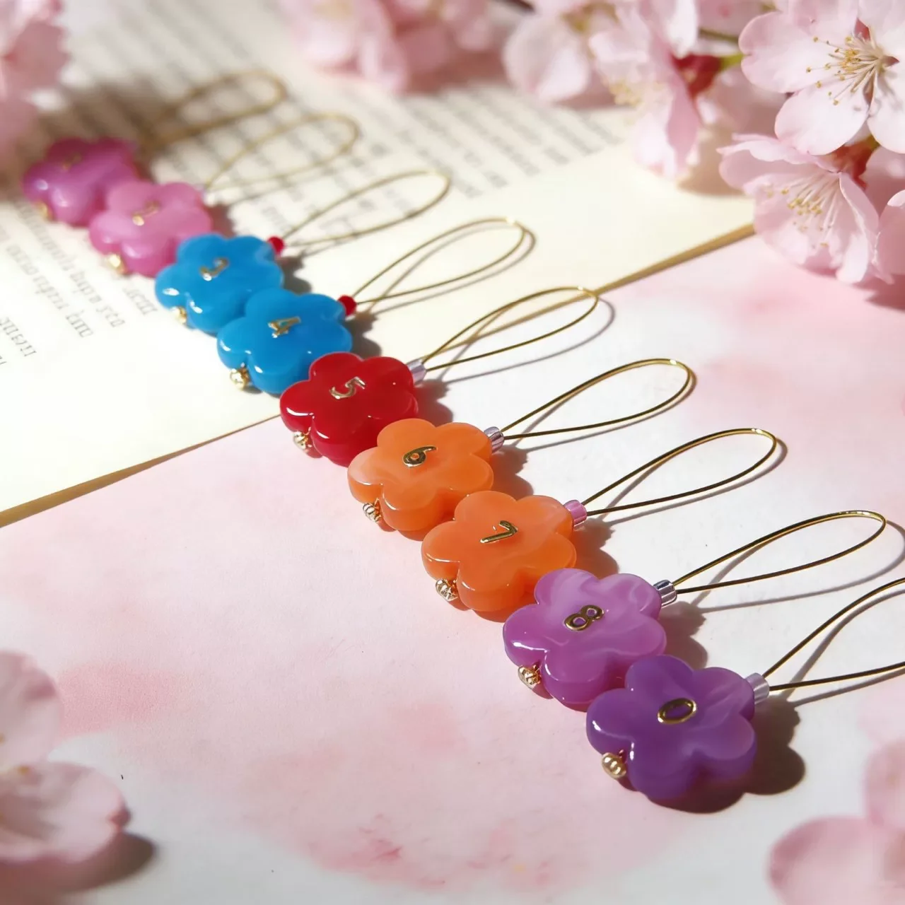 10pcs/lot 0-9 Digital Flower Stitch Markers Sakura Shape Knitting Mark Clips Hand Needle Weaving Position Marker Supplies