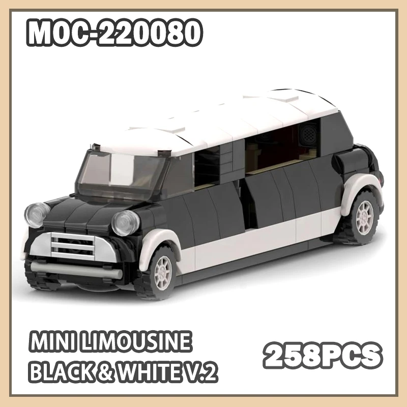 

MOC- 220080 Speed Champions Mini Limousine черно-белый V.2 модель строительного блока кирпич миниатюрный DIY сборка автомобиля подарки 258 шт.